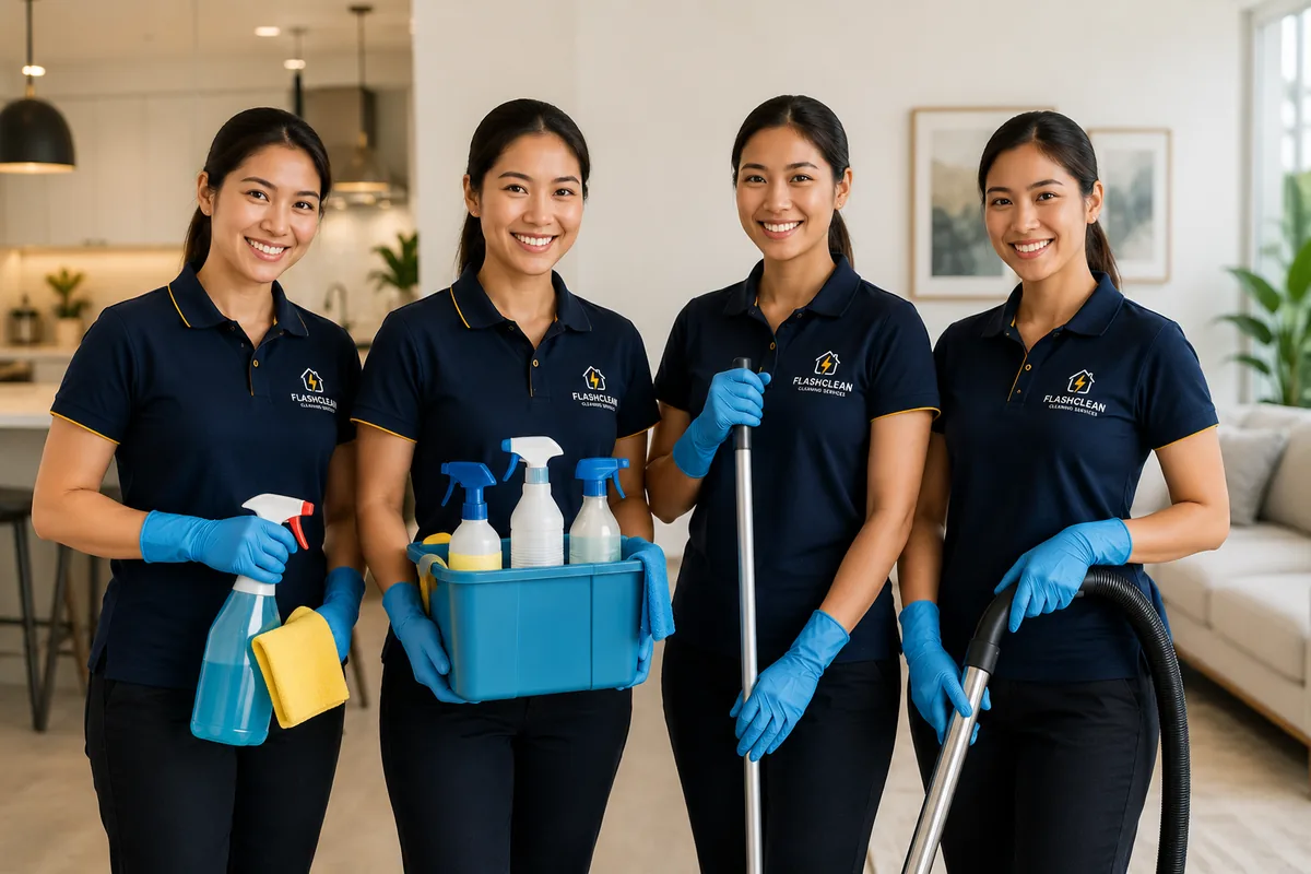 The Flash Clean team in uniform, ready to clean